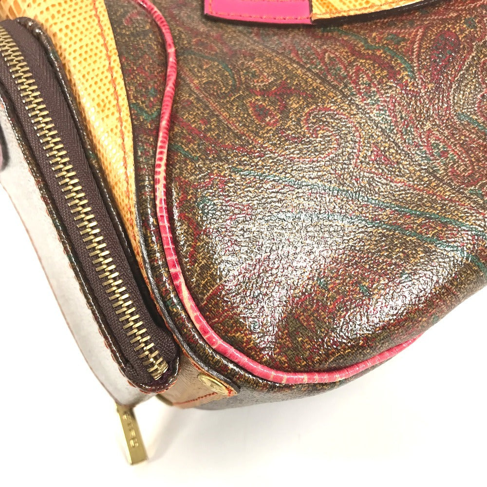 ETRO vintage Paisley pattern logo Shoulder Bag Leather Brown/Multicolore Used
