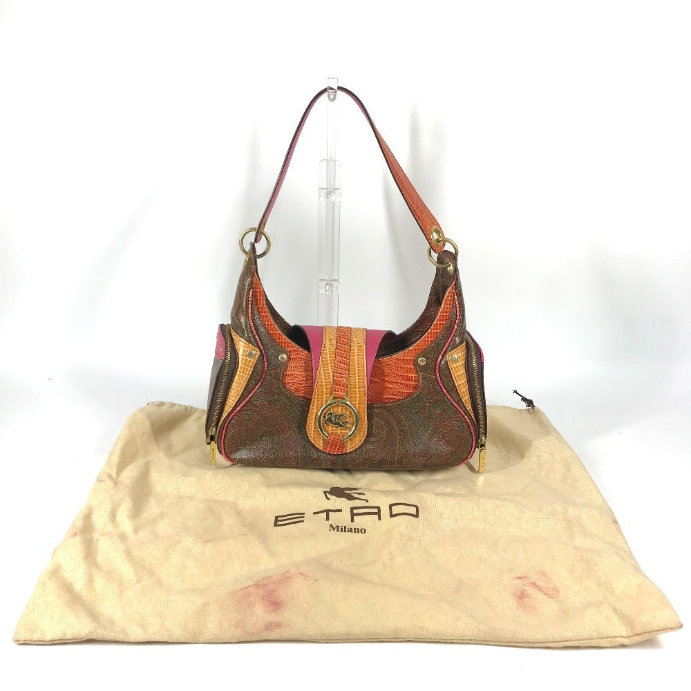 ETRO vintage Paisley pattern logo Shoulder Bag Leather Brown/Multicolore Used