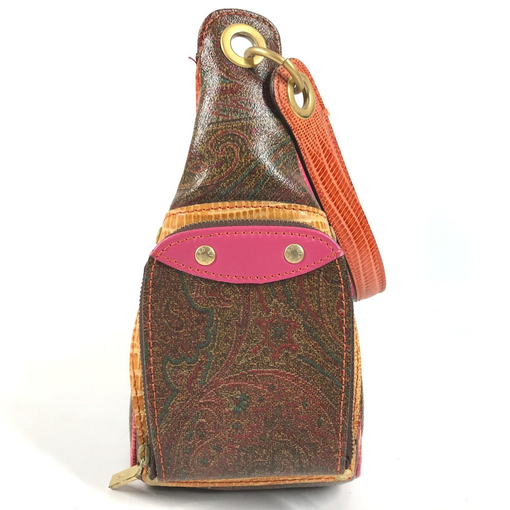 ETRO vintage Paisley pattern logo Shoulder Bag Leather Brown/Multicolore Used