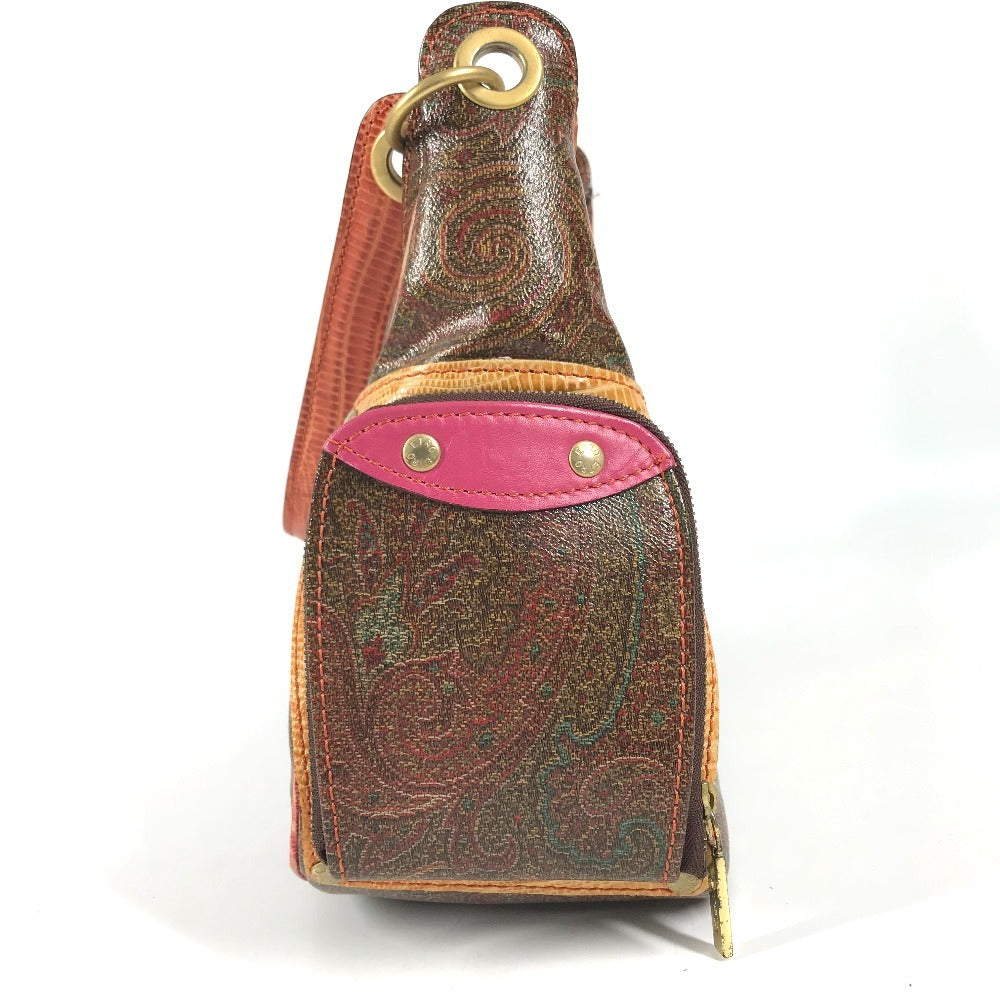 ETRO vintage Paisley pattern logo Shoulder Bag Leather Brown/Multicolore Used