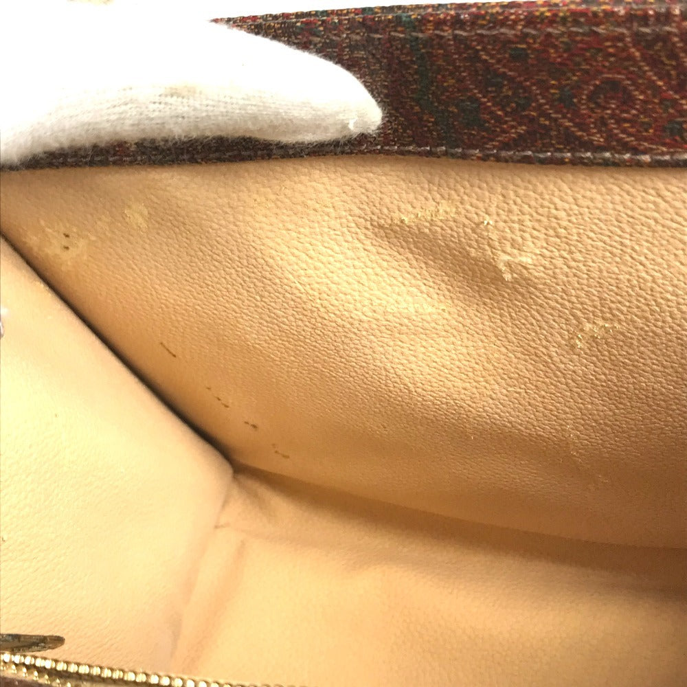 ETRO vintage Paisley pattern logo 2WAY Bag Shoulder Bag Hand Bag Leather BrownBased Used