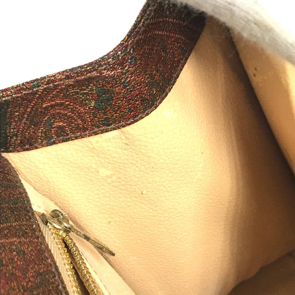 ETRO vintage Paisley pattern logo 2WAY Bag Shoulder Bag Hand Bag Leather BrownBased Used