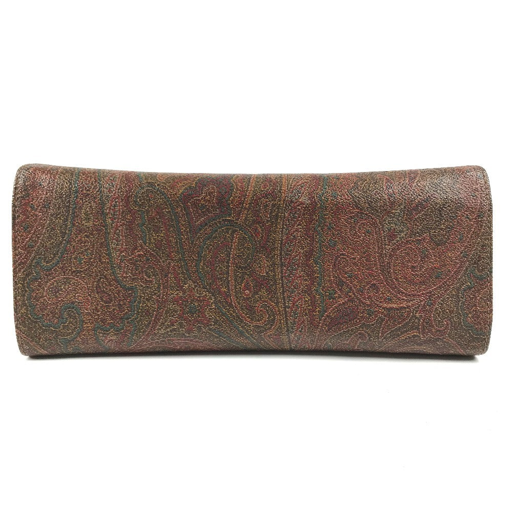 ETRO vintage Paisley pattern logo 2WAY Bag Shoulder Bag Hand Bag Leather BrownBased Used