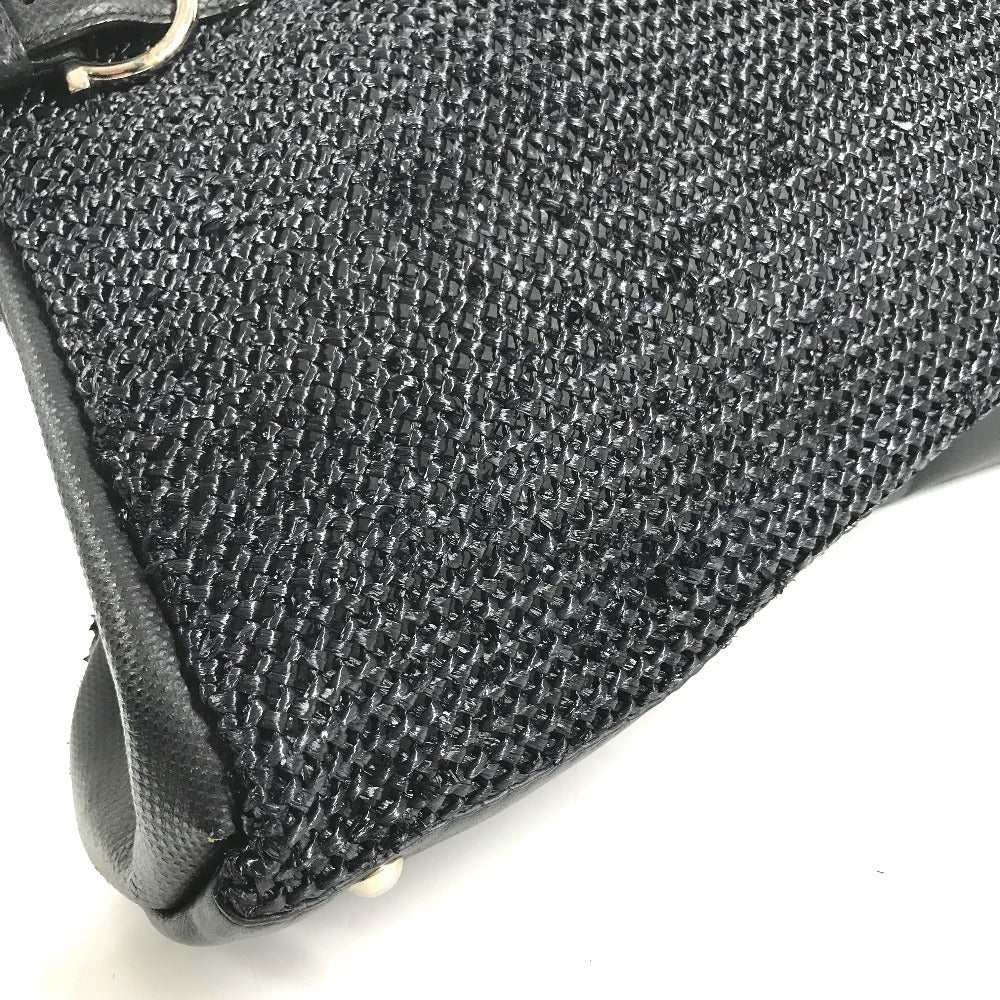 Salvatore Ferragamo Gancini logo Bag Tote Bag shawl Shoulder Bag Straw / Leather Black Used
