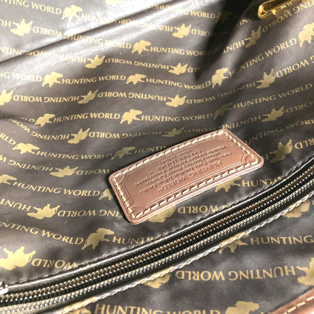 HUNTING WORLD logo Shoulder Bag Tote Bag Shoulder Bag Leather/Canvas khaki Used