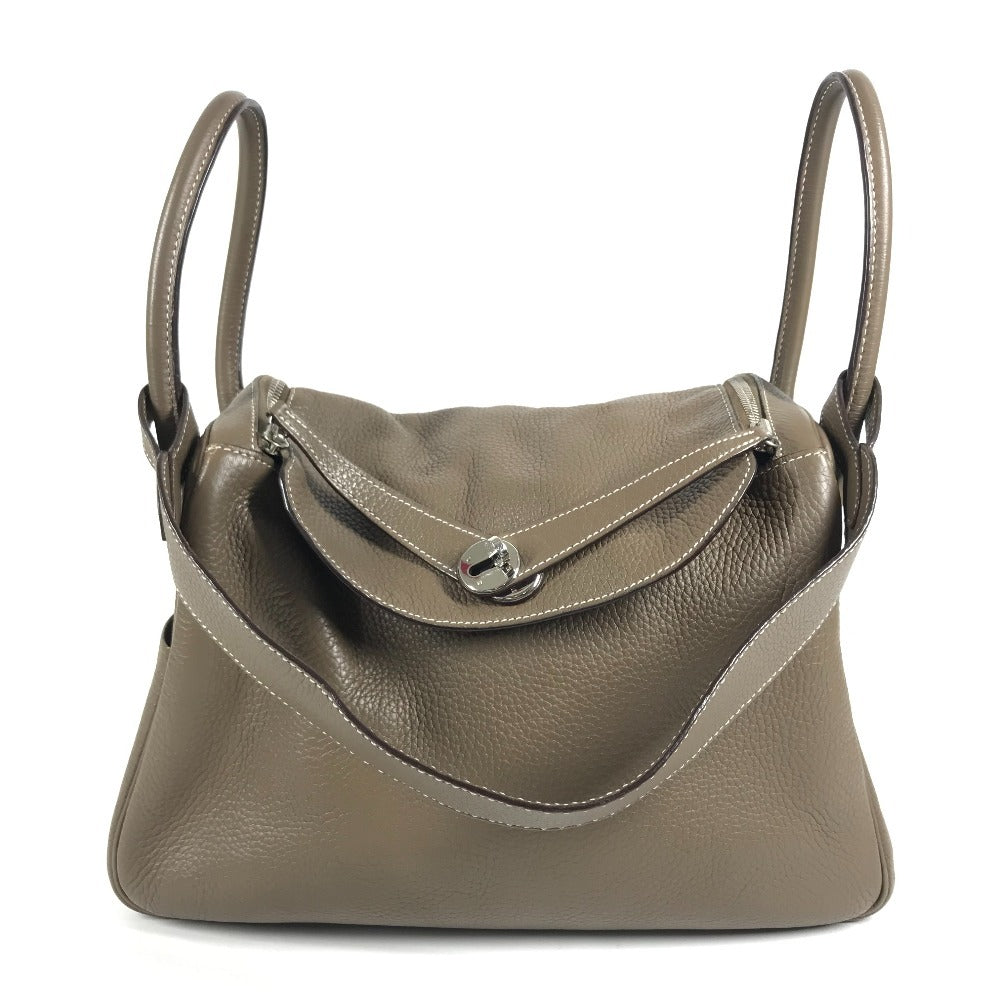 HERMES Lindy34 Lindy 34 2WAY bag Shoulder Bag Hand Bag Leather Etoupe Beige/SilverHardware Used