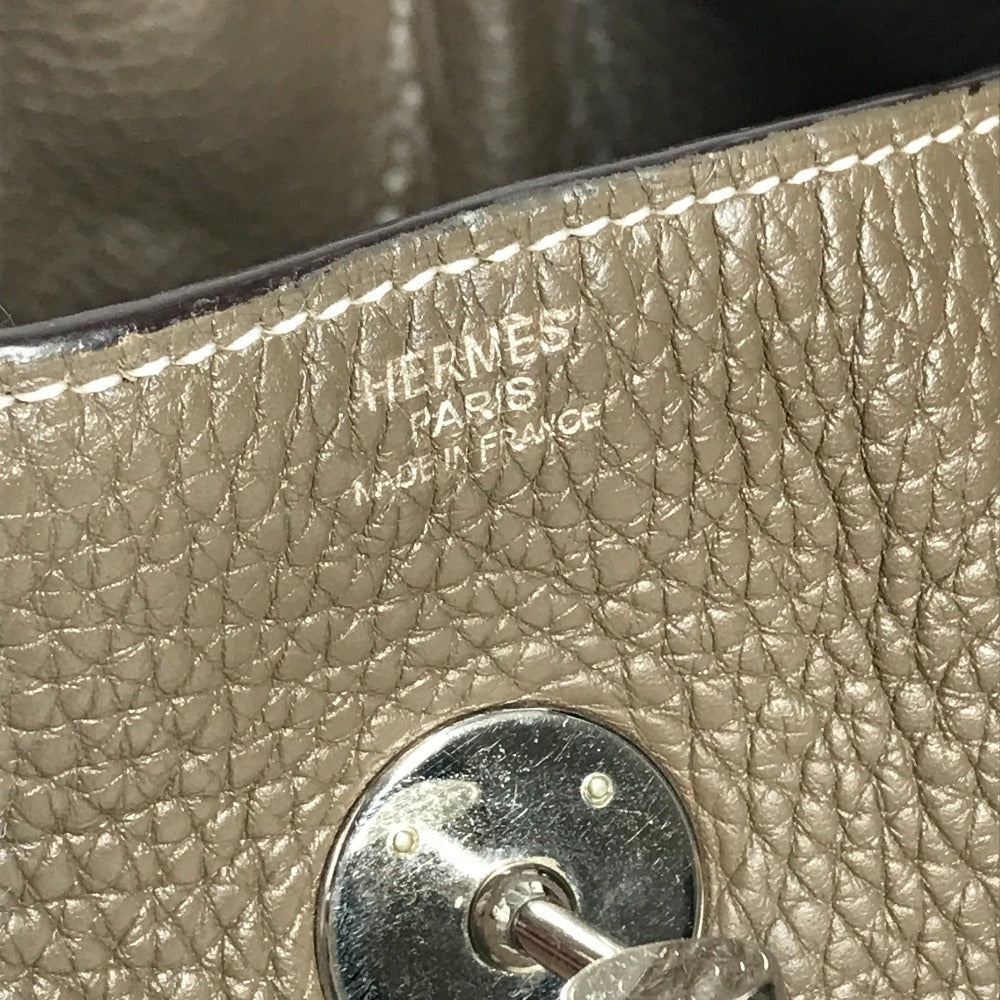 HERMES Lindy34 Lindy 34 2WAY bag Shoulder Bag Hand Bag Leather Etoupe Beige/SilverHardware Used