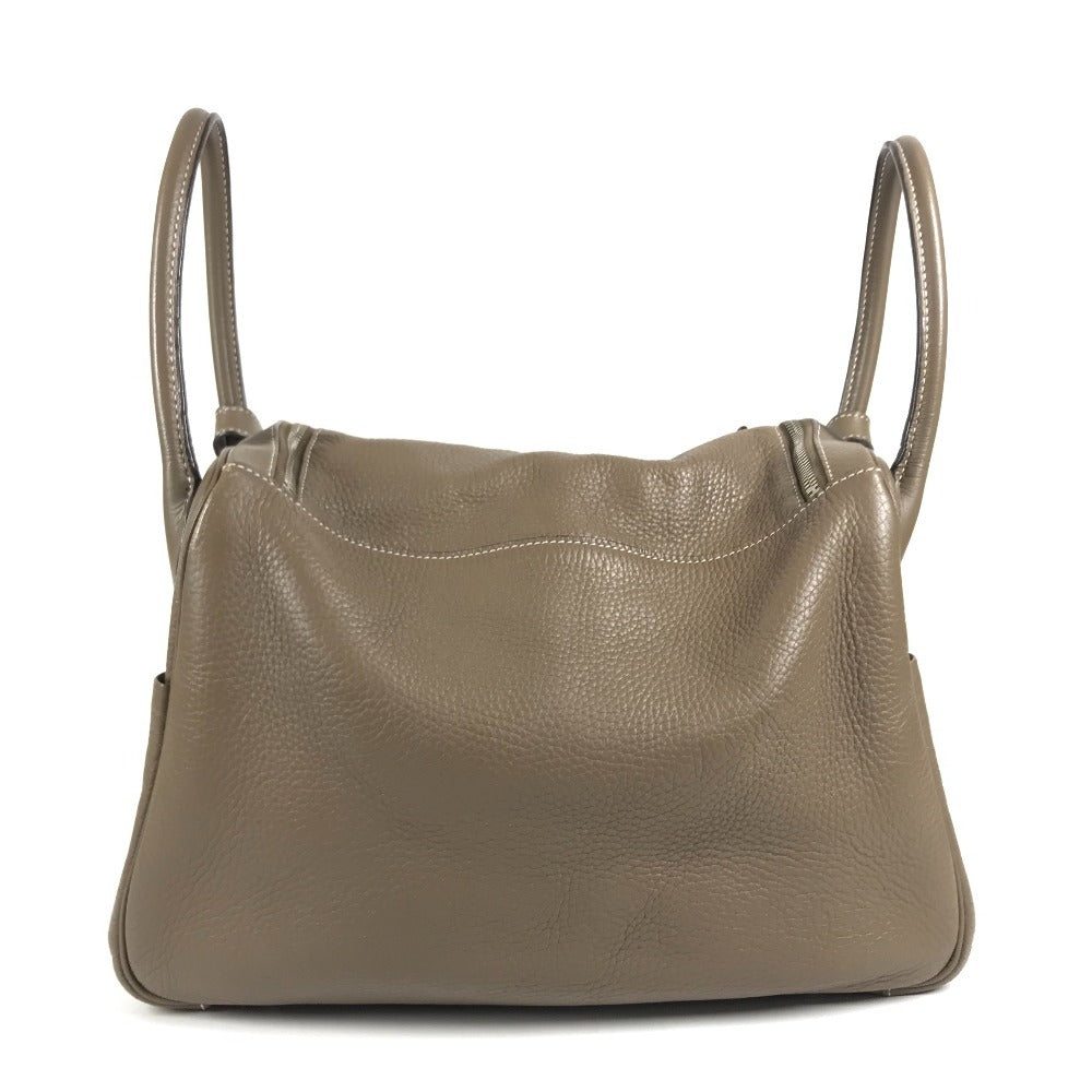 HERMES Lindy34 Lindy 34 2WAY bag Shoulder Bag Hand Bag Leather Etoupe Beige/SilverHardware Used