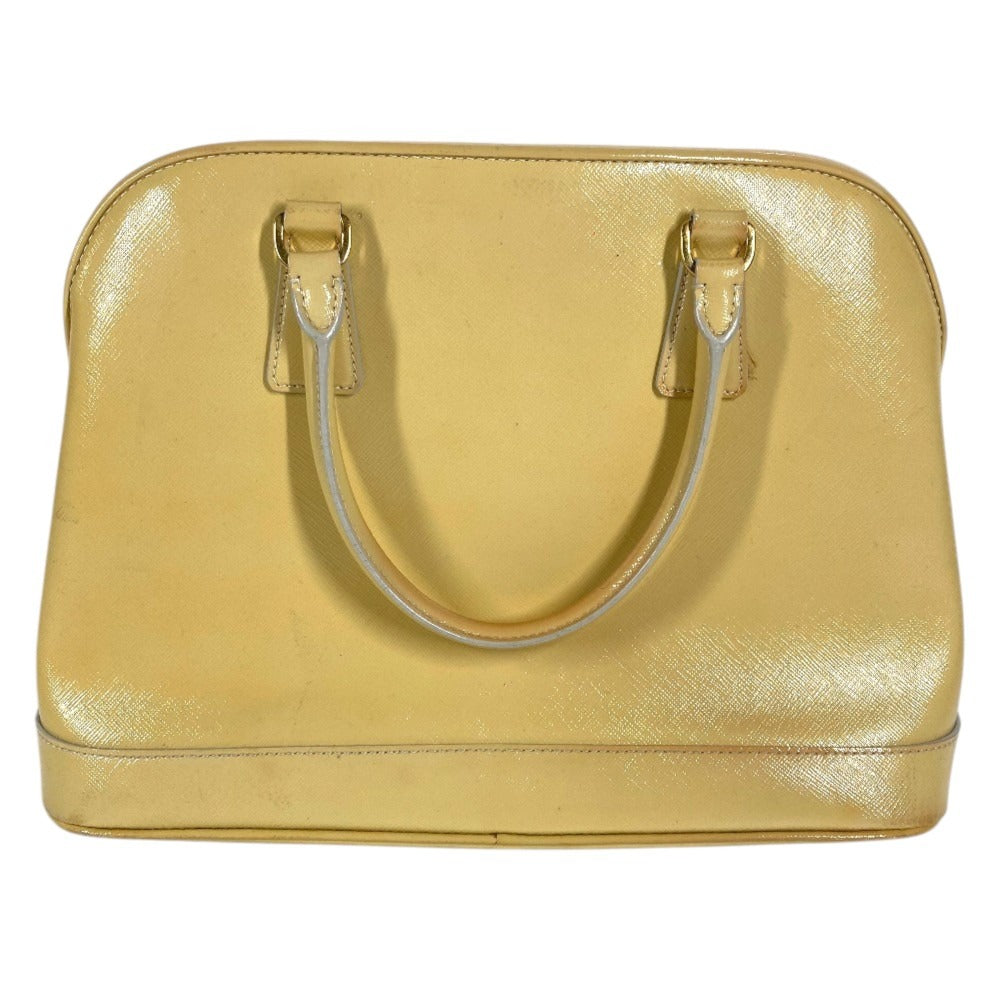 PRADA BN2558 Saffiano Vernis Bag Tote Bag Hand Bag Coated leather yellow Used