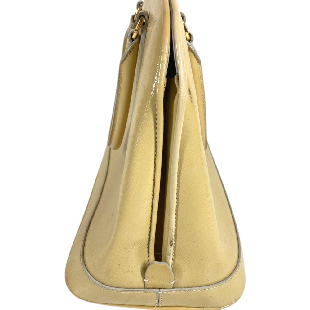 PRADA BN2558 Saffiano Vernis Bag Tote Bag Hand Bag Coated leather yellow Used