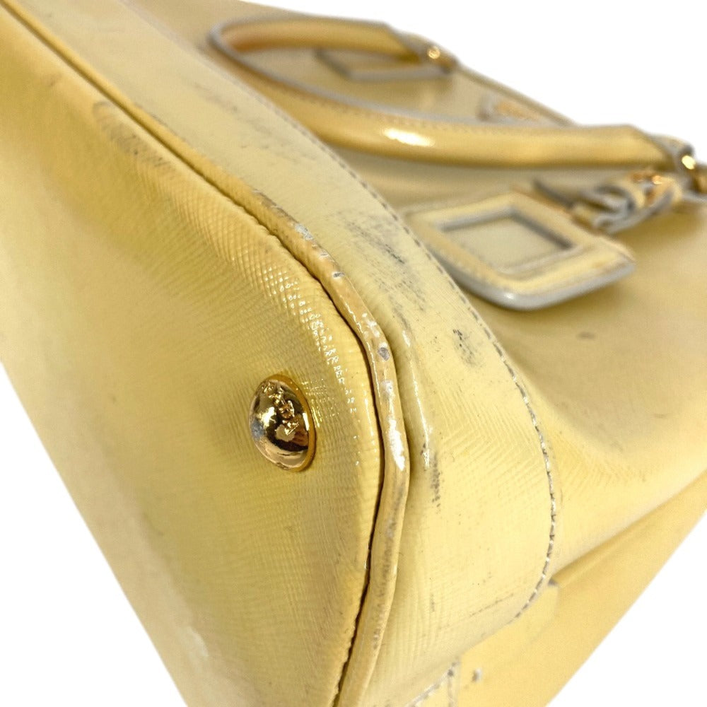 PRADA BN2558 Saffiano Vernis Bag Tote Bag Hand Bag Coated leather yellow Used
