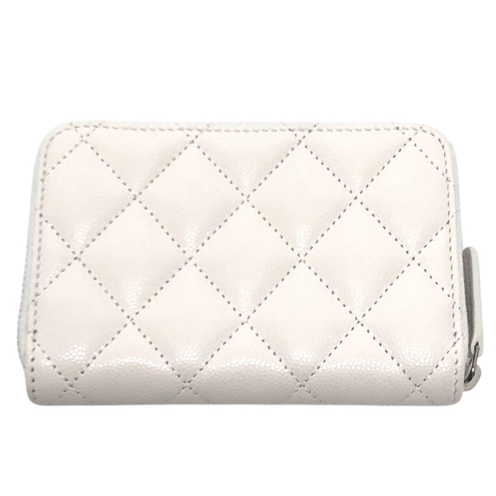 CHANEL AP3728 スター ココマーク ラウンド コインケース コンパクトウォレット キャビアスキン レディース ホワイト