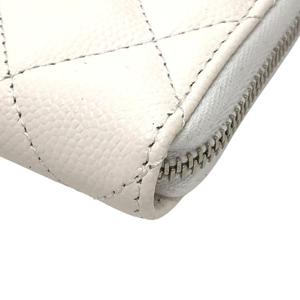 CHANEL AP3728 スター ココマーク ラウンド コインケース コンパクトウォレット キャビアスキン レディース ホワイト