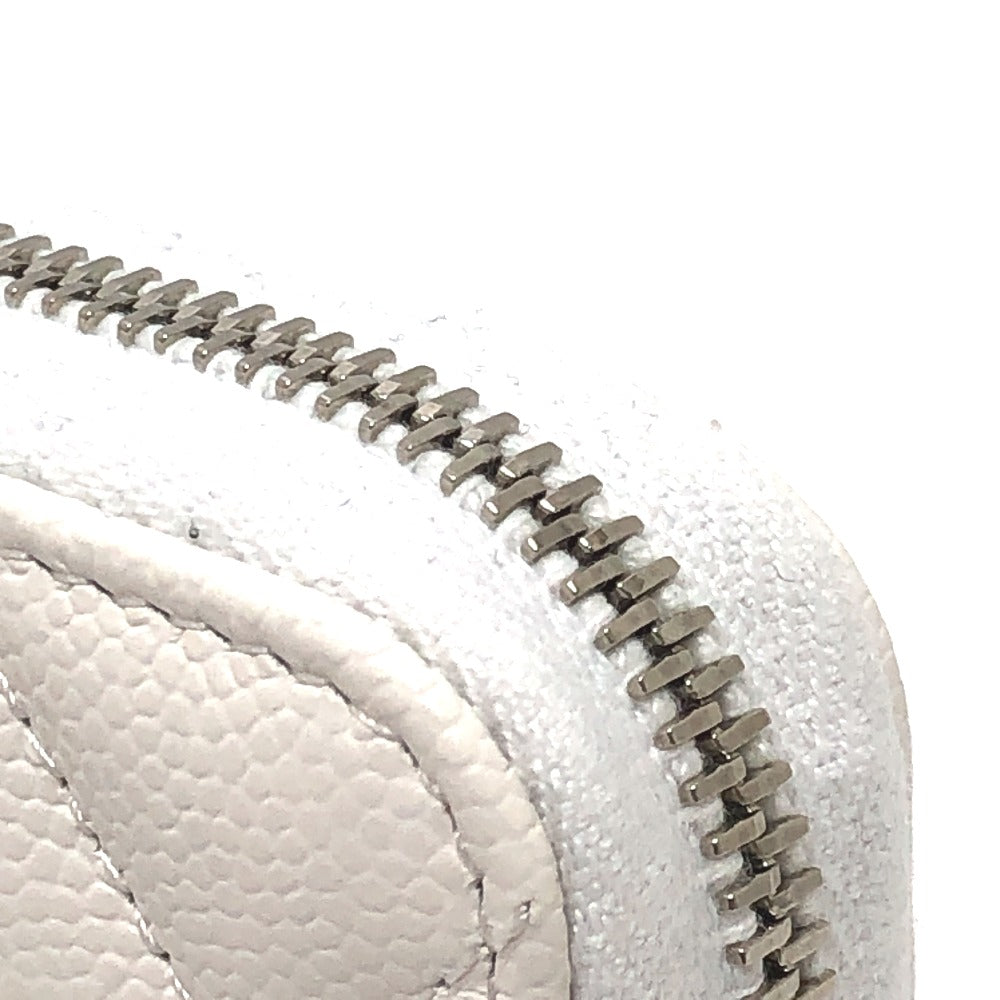 CHANEL AP3728 スター ココマーク ラウンド コインケース コンパクトウォレット キャビアスキン レディース ホワイト