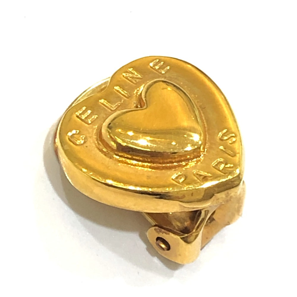 CELINE ヴィンテージ ロゴ ハート アクセサリー ファッションジュエリー クリップ式 イヤリング メタル レディース ゴールド