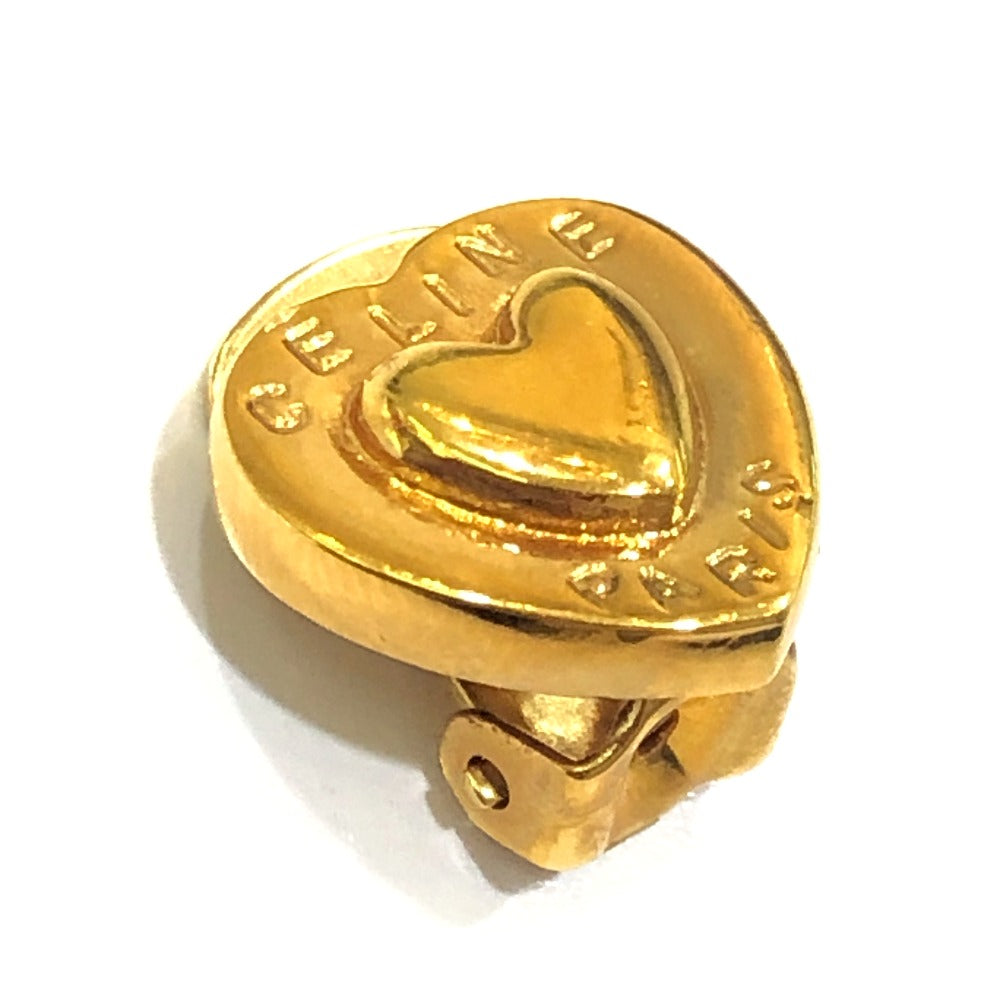 CELINE ヴィンテージ ロゴ ハート アクセサリー ファッションジュエリー クリップ式 イヤリング メタル レディース ゴールド