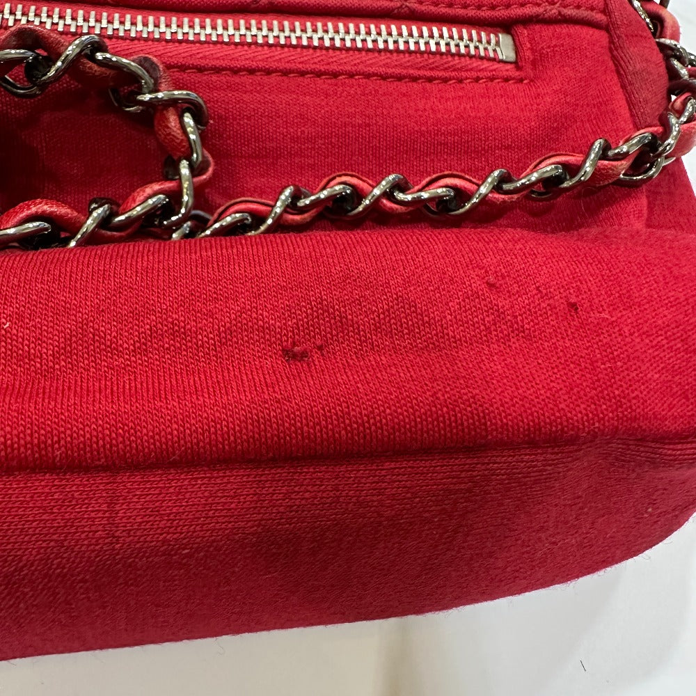 CHANEL ポシェット CC ココマーク マトラッセ キルティング カバン 斜め掛け ショルダーバッグ コットン レディース レッド