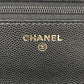 CHANEL メティエダール コレクション ココマーク グレインド シャイニー チェーンウォレット ショルダーバッグ カーフスキン レディース ブラック