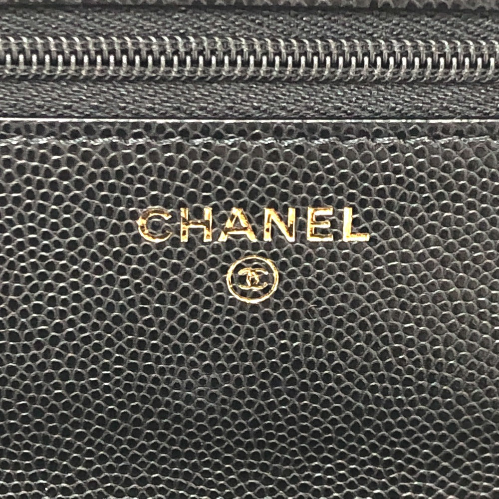 CHANEL メティエダール コレクション ココマーク グレインド シャイニー チェーンウォレット ショルダーバッグ カーフスキン レディース ブラック