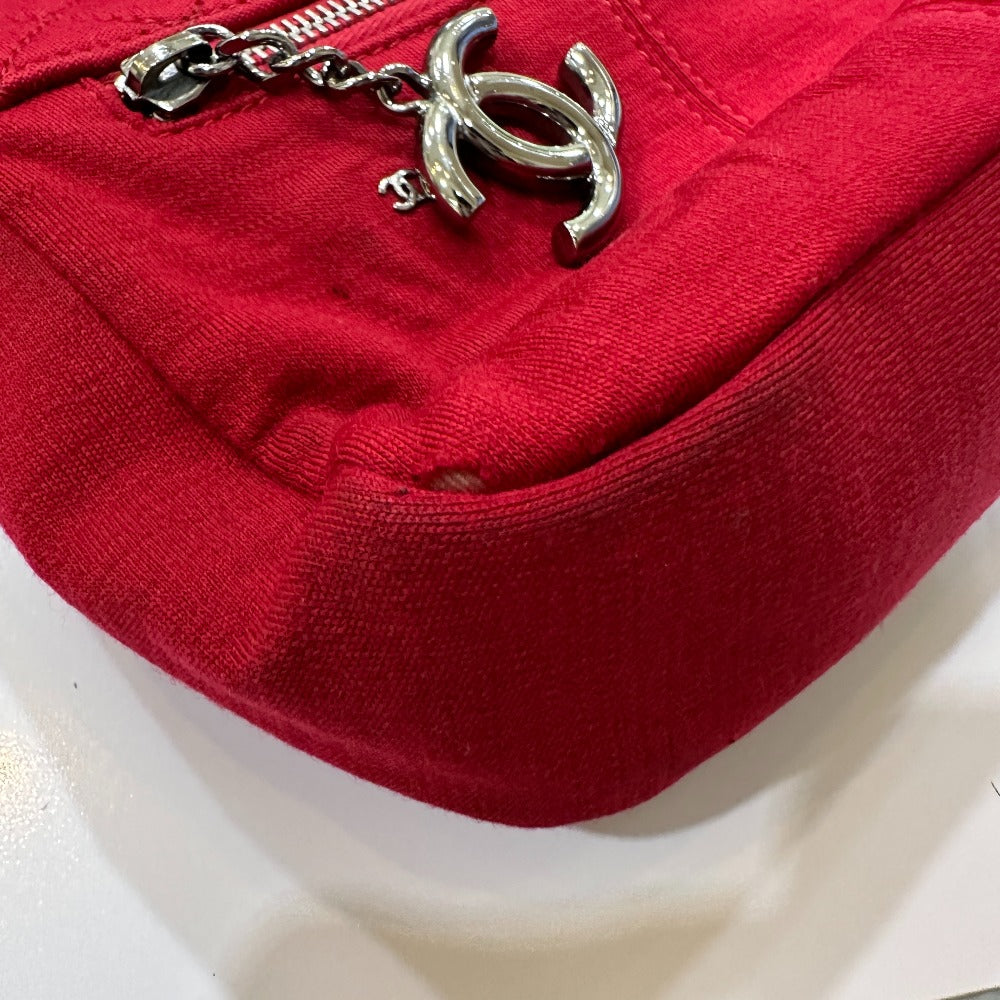 CHANEL ポシェット CC ココマーク マトラッセ キルティング カバン 斜め掛け ショルダーバッグ コットン レディース レッド
