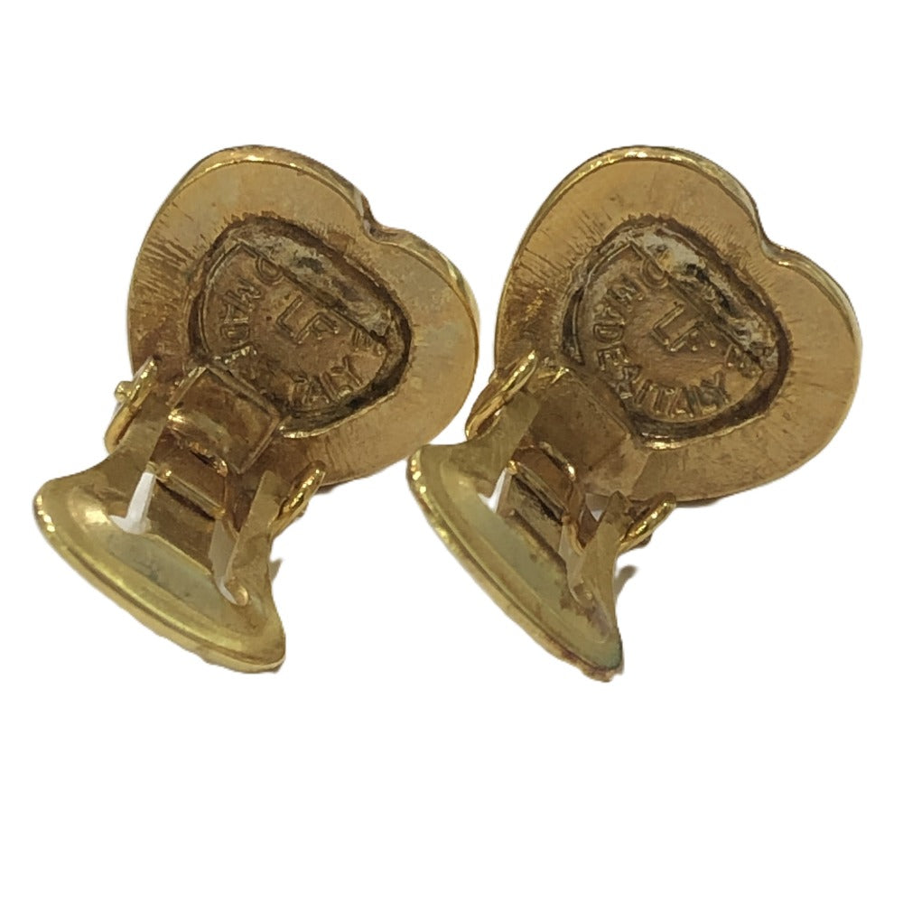 CELINE ヴィンテージ ロゴ ハート アクセサリー ファッションジュエリー クリップ式 イヤリング メタル レディース ゴールド