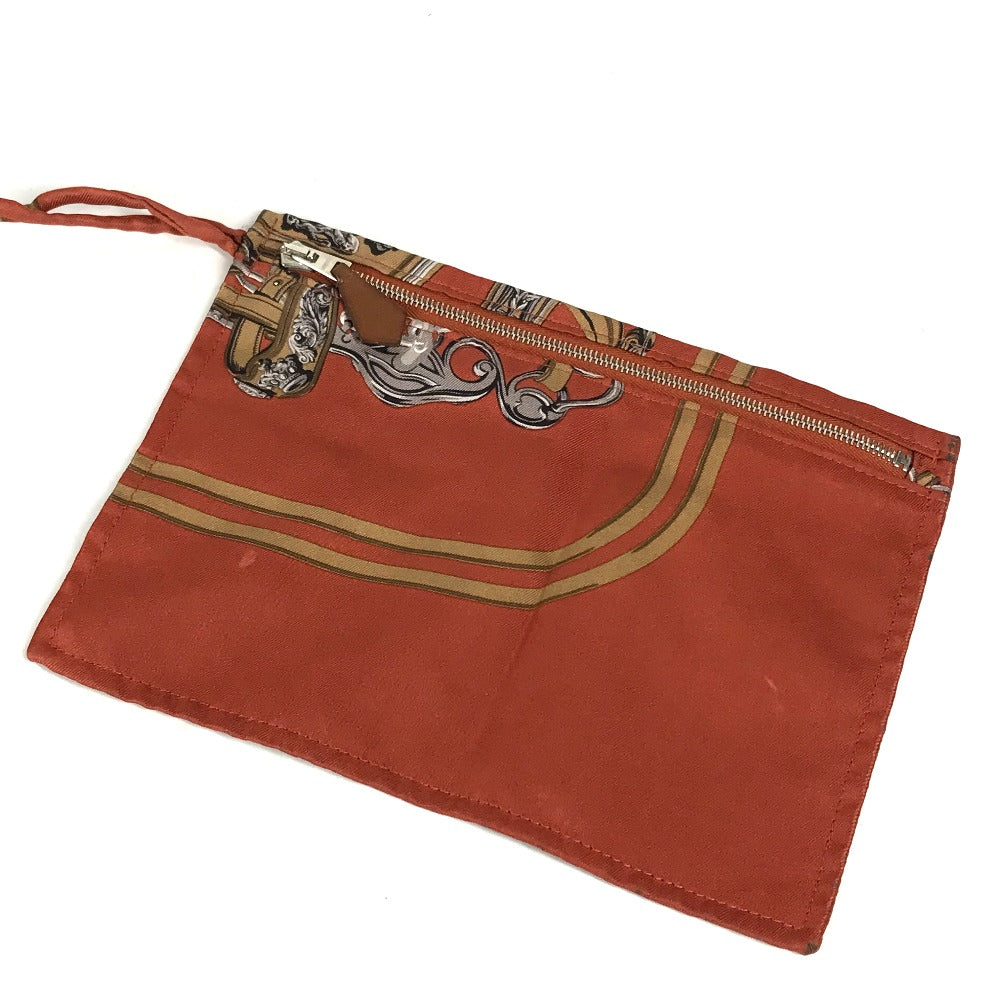HERMES シルキーシティPM カバン ポーチ付き 斜め掛け 肩掛け ショルダーバッグ シルク レディース オレンジ