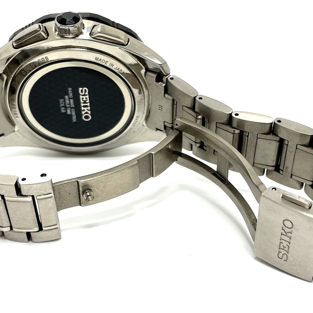 SEIKO 8B54-OBGO/SAGA186 ブライツ ソーラー クォーツ デイト 腕時計 チタン メンズ シルバー×ゴールド