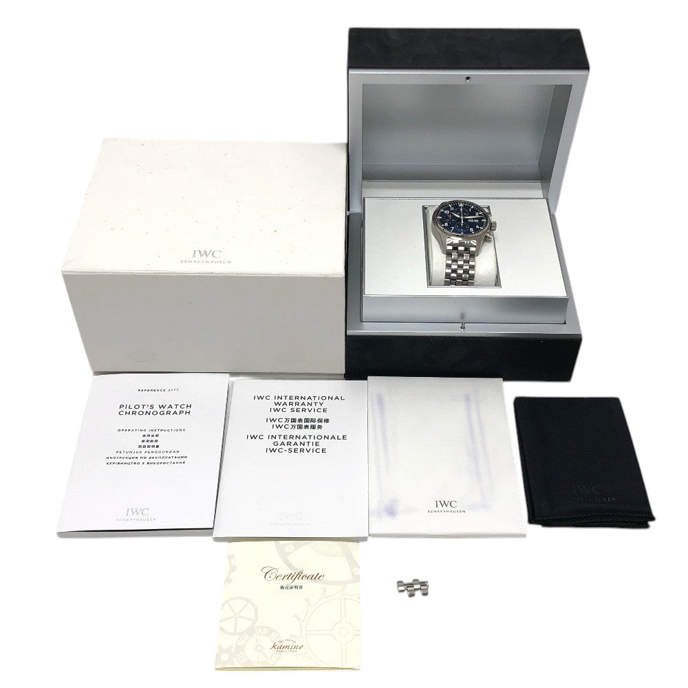 IWC SCHAFFHAUSEN IW377717 Pilot's Watch Petite Prince Day-Date Chronograph Automatic The Little Prince Wristwatch SS Silver Used