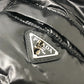 PRADA 290796 22AW Triangle Plate Apparel Outerwear Fur-trimmed Down Jacket Nylon Women's Black