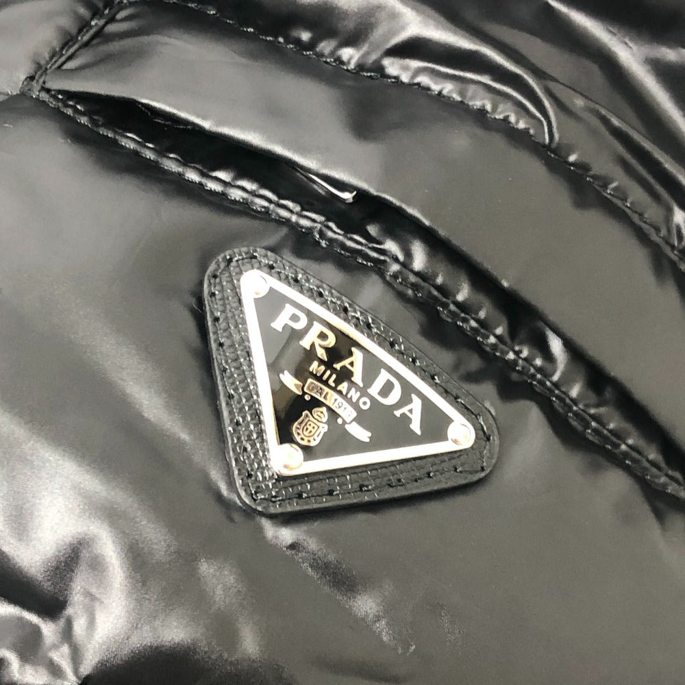 PRADA 290796 22AW Triangle Plate Apparel Outerwear Fur-trimmed Down Jacket Nylon Women's Black