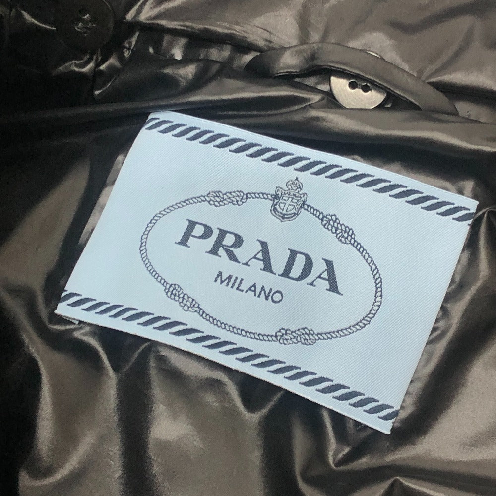 PRADA 290796 22AW Triangle Plate Apparel Outerwear Fur-trimmed Down Jacket Nylon Women's Black