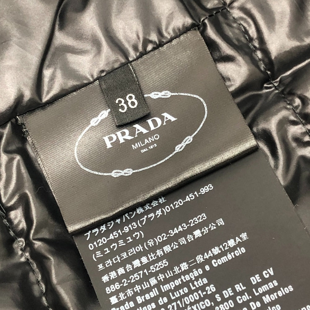 PRADA 290796 22AW Triangle Plate Apparel Outerwear Fur-trimmed Down Jacket Nylon Women's Black