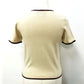 GUCCI 501400 Ribbon Apparel Top, Short Sleeve Cashmere Knit, Women's, Beige