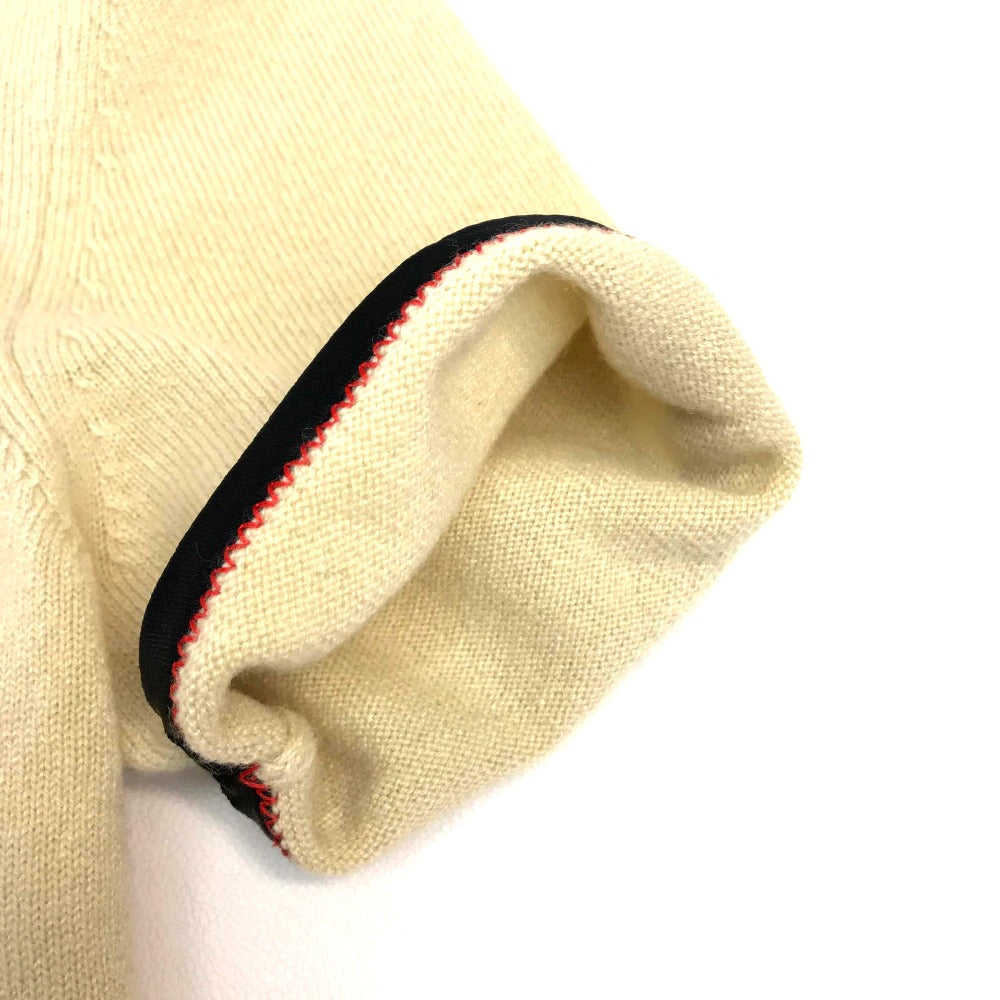 GUCCI 501400 Ribbon Apparel Top, Short Sleeve Cashmere Knit, Women's, Beige