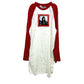 GIVENCHY 17W7269651 Printed Embroidered Oversized Long Sleeve T-Shirt Dress, Cotton, Unisex, White, Red and White