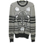 DOLCE &amp; GABBANA GP003K Border Patch Flower Cactus Pistol Long Sleeve Cashmere Sweater Men's Black/White