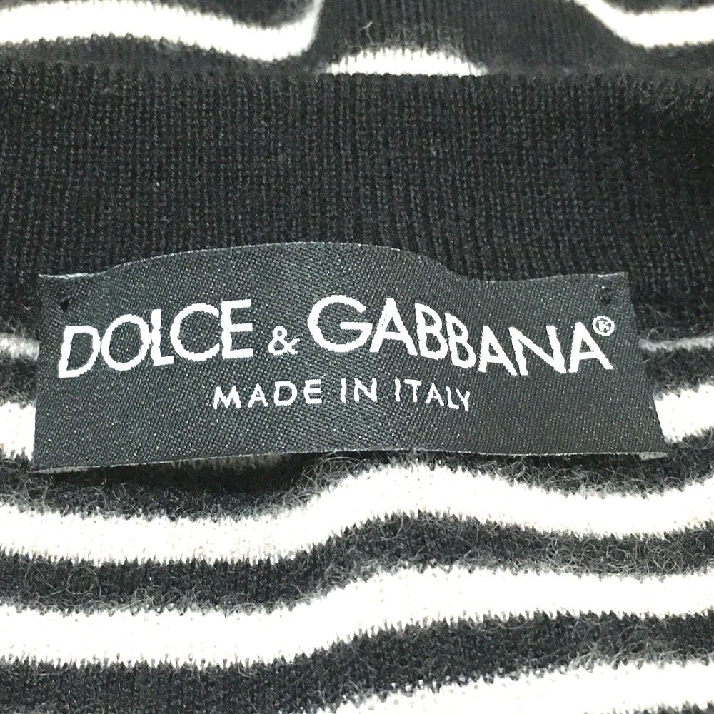 DOLCE &amp; GABBANA GP003K Border Patch Flower Cactus Pistol Long Sleeve Cashmere Sweater Men's Black/White