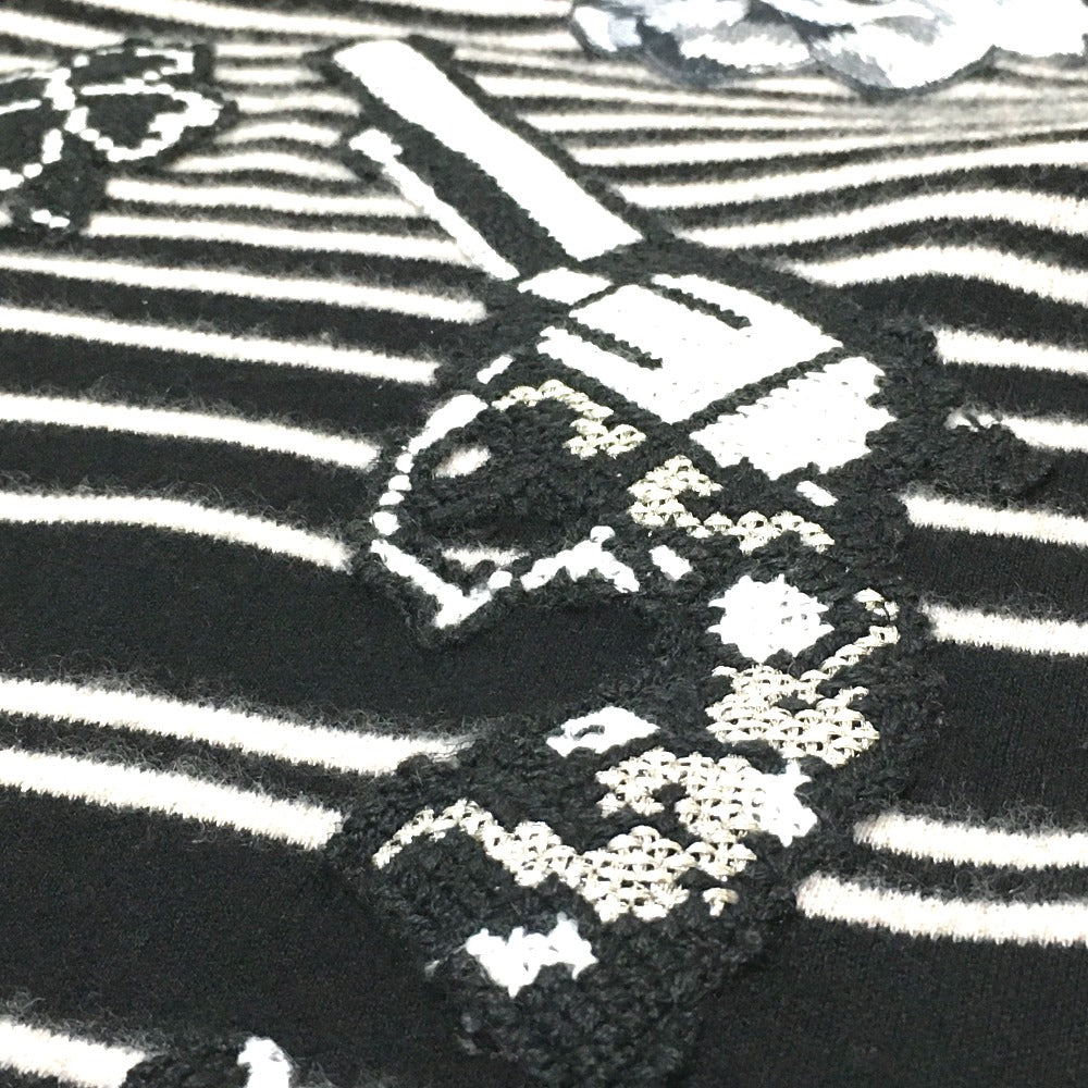 DOLCE &amp; GABBANA GP003K Border Patch Flower Cactus Pistol Long Sleeve Cashmere Sweater Men's Black/White