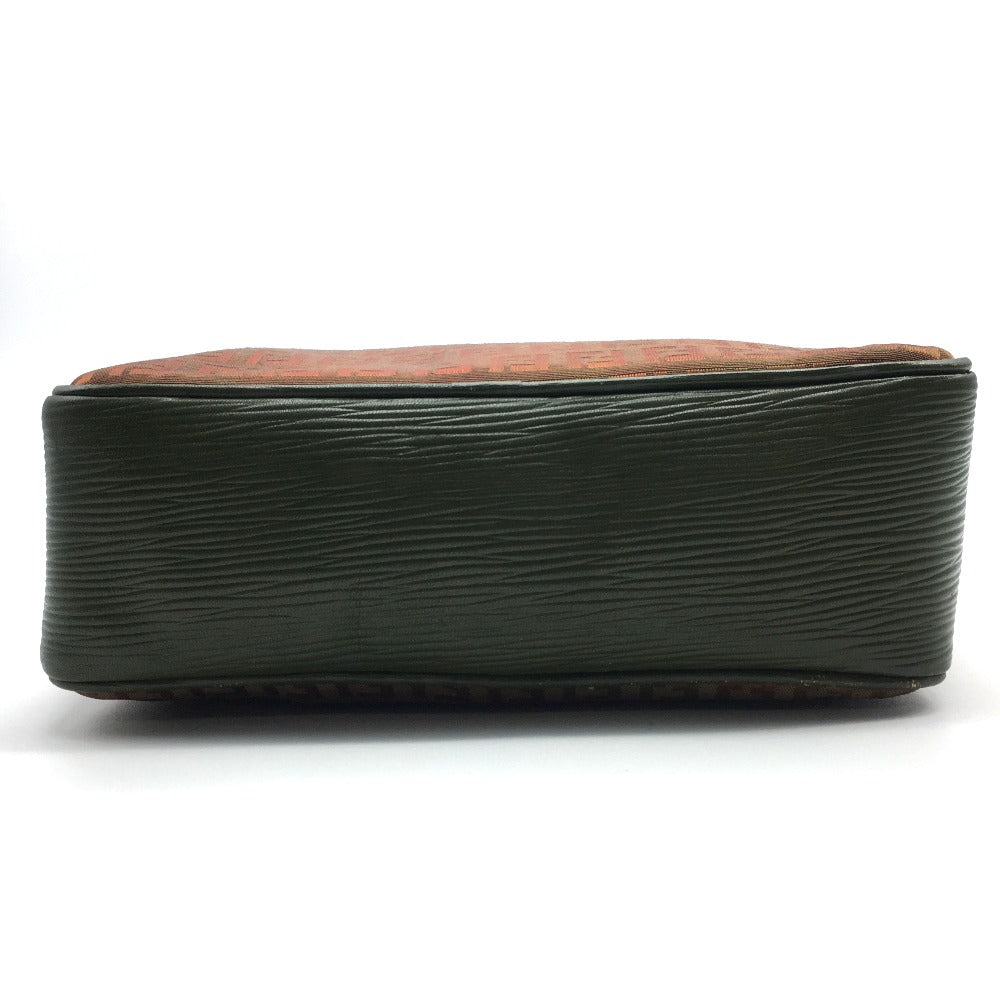 FENDI Zucchino Zucca Logo Pochette, Vintage, Adjustable Shoulder Bag, PVC/Leather, Women's, Brown, Khaki, Brown