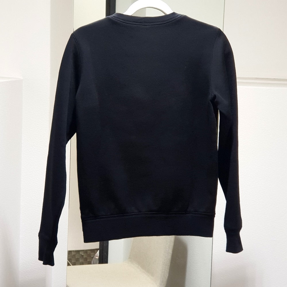 CHANEL P52492 15B Camellia-embellished shoulder zipper sweatshirt, cotton, women's, black, black and blue