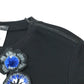 CHANEL P52492 15B Camellia-embellished shoulder zipper sweatshirt, cotton, women's, black, black and blue