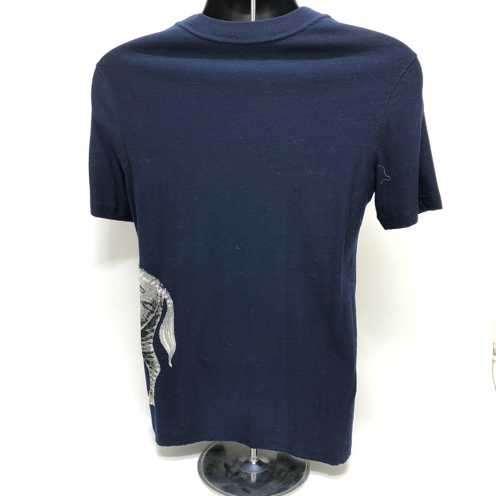 LOUIS VUITTON Chapman Horse and Zebra Print Short Sleeve T-Shirt, Cotton, Men's, Navy Blue