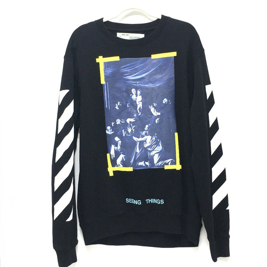 OFF-WHITE OMBA003F17003016 Seeing Things CARAVAGGIO PAINTING Rosario Sweatshirt, Men's, Black, Cotton