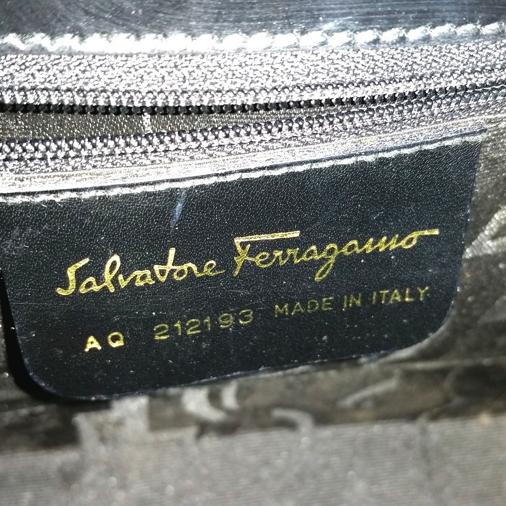 Salvatore Ferragamo AQ-212193 Gancini Shoulder Bag/Handbag, 2-Way Leather, Women's, Black