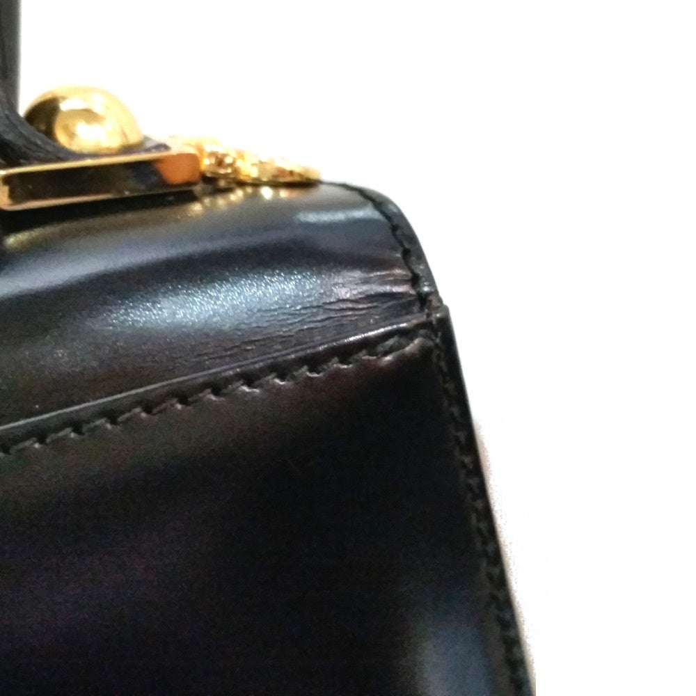 Salvatore Ferragamo AQ-212193 Gancini Shoulder Bag/Handbag, 2-Way Leather, Women's, Black