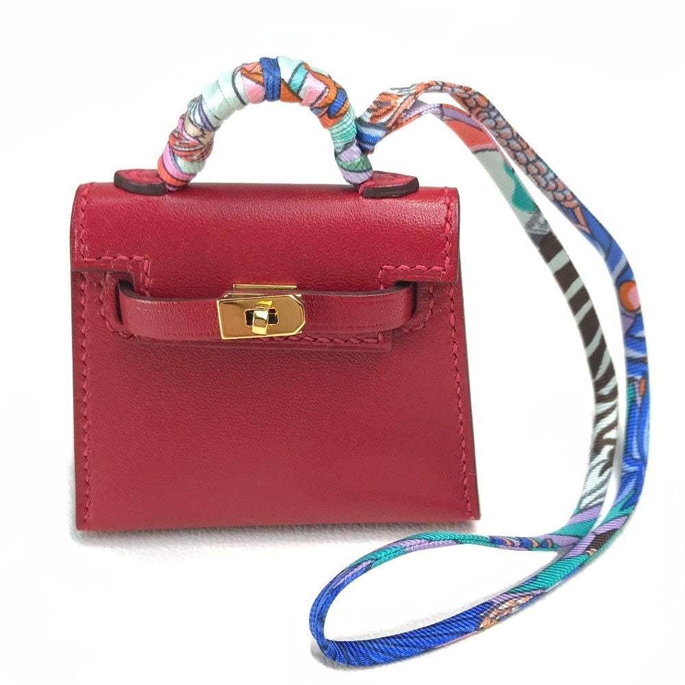 HERMES Kelly Twilly Bag Strap Accessory Charm Tadelakt Women's Rouge vif Red