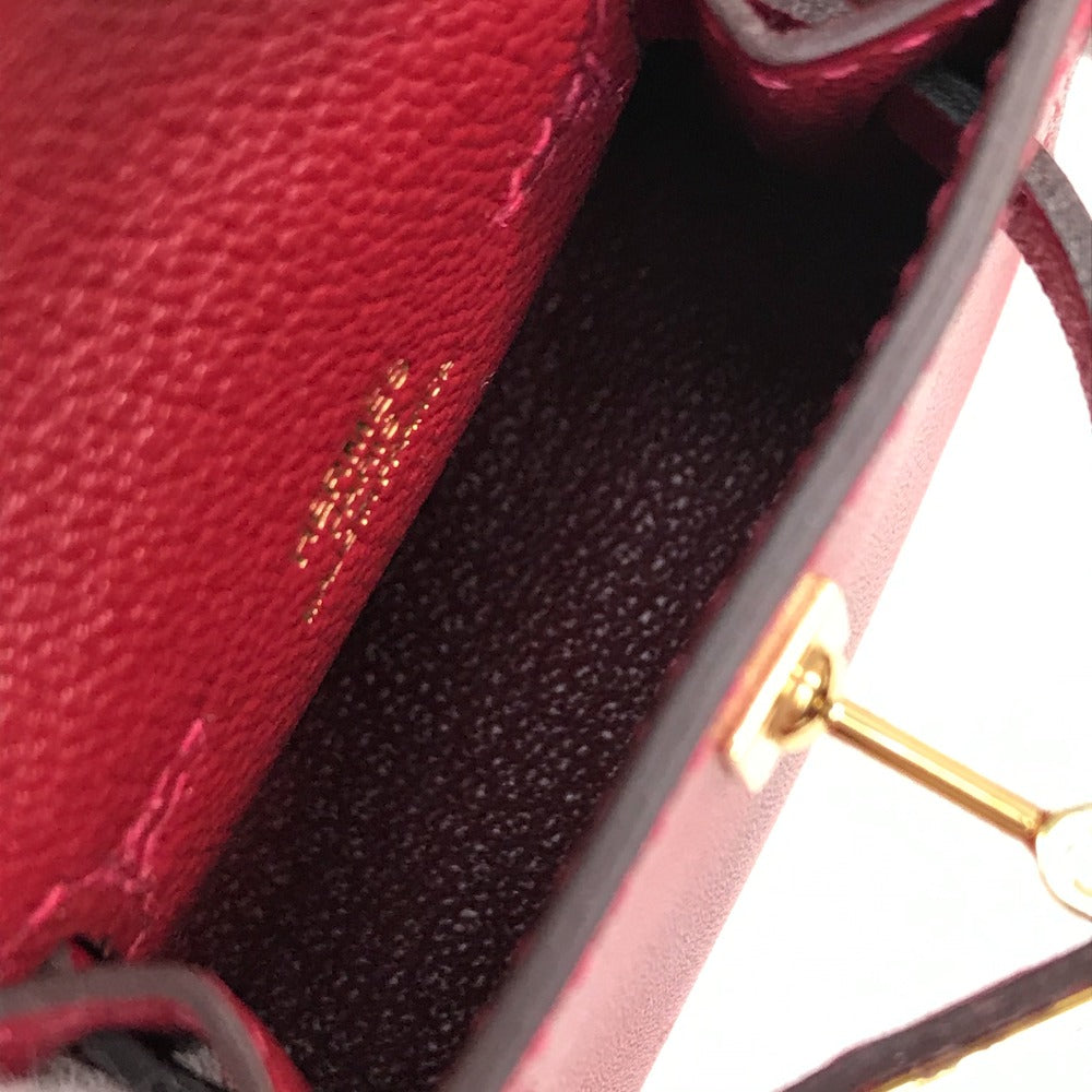 HERMES Kelly Twilly Bag Strap Accessory Charm Tadelakt Women's Rouge vif Red