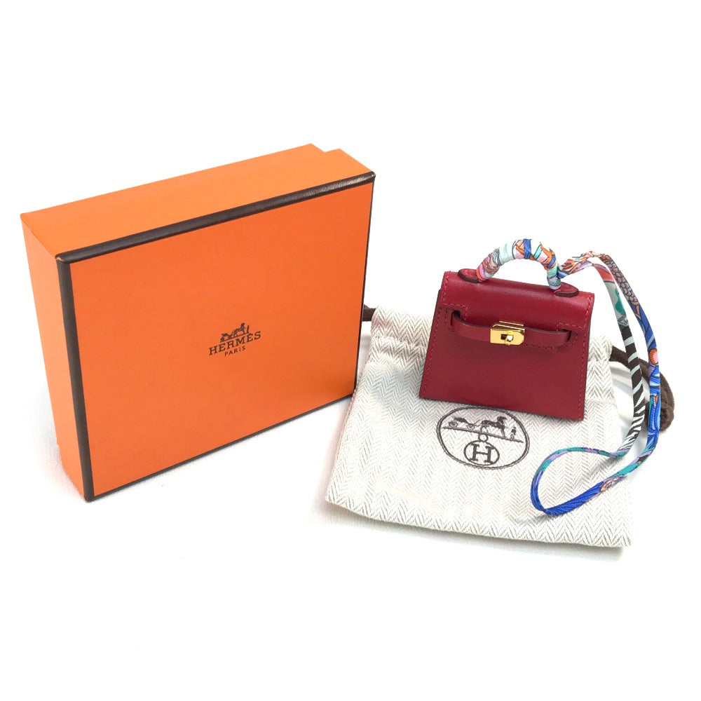 HERMES Kelly Twilly Bag Strap Accessory Charm Tadelakt Women's Rouge vif Red
