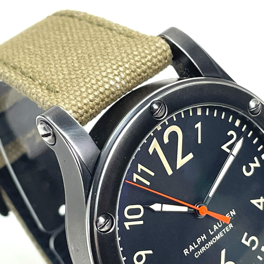 RALPH LAUREN RLR0220900 Sporting Safari RL67 Chronometer Watch, Stainless Steel, Men's, Black/Khaki Strap