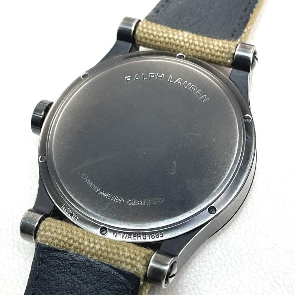 RALPH LAUREN RLR0220900 Sporting Safari RL67 Chronometer Watch, Stainless Steel, Men's, Black/Khaki Strap
